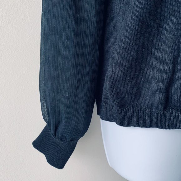 🇺🇸 ANNE KLEIN black sweater with chiffon bow size M - Picture 9 of 16